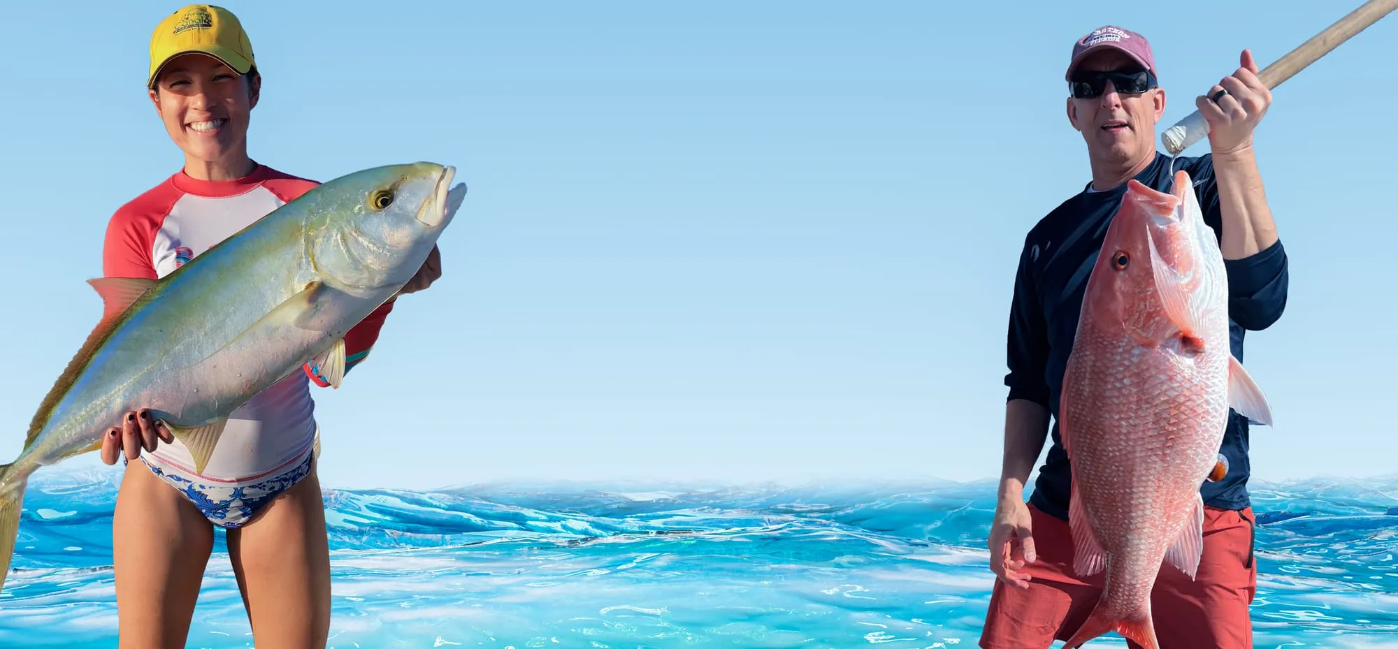 Angler holding a red snapper offshore